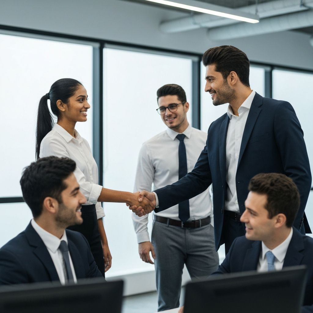 Professional business partnership meeting